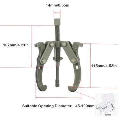 3 Jaw-4" Gear Puller,3 Jaw Puller for Pulley Gear Bearing Flywheel Removal(4in) - size: 4in