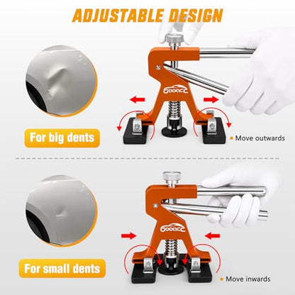 GOOACC 35 PCS Car Dent Puller Paintless Dent Repair Kit Adjustable Lifter Glue Gun Rubber Hammer Tap-Down Pen 18 Puller tabs Removal Tool for Car Refrigerator Dents Hail Damage Door Body Ding - color: 35PCS Dent Puller Kit