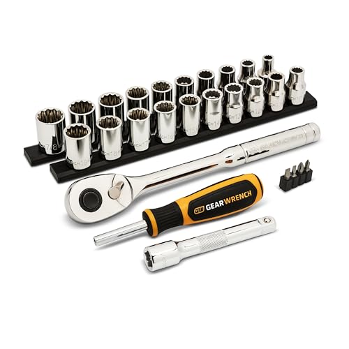GEARWRENCH 27 Piece 1/2" Drive 12 Point SAE/Metric Mechanics Hand Tool Set | GWXSCBMTS12 - style: 27 Piece