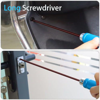 Long Screwdriver 10.5 Inch Flat Head Screwdriver | Aluminum alloy handle with detachable design, red coated rust-resistant tip, high torque durable screwdriver for heavy use