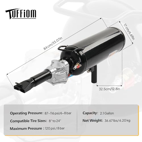 Bonnlo 2.1 Gal/8L Air Tire Bead Blaster, 120PSI Tire Bead Seater w/Pressure Gauge & Handle, Iron and Steel Trigger Seating Tool Inflator Tank for Cars ATV, 87-116PSI Operating Pressure, Black - color: Black