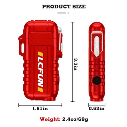 LcFun Electric Lighter Outdoor Windproof USB C Rechargeable Plasma Arc Lighters Electronic Flameless Lighter with Flashlight for Camping Hiking, Survival Kits, Tactical Gears for Men - color: Red, style: Flexible Arc With Flashlight
