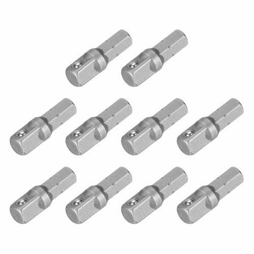 HARFINGTON 10pcs Impact Socket Adapter 1/4" Square Drive 1/4" Hex Shank 1" Long Extension Bit for Axle Nut Driver Drill Socket Sets - size: 1/4" x 1"