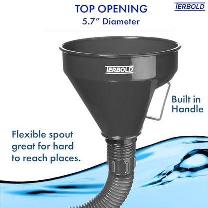 Automotive Flex Funnel with Hose | Wide Mouth Flexible Oil Funnel for Automotive Use - Gas, Transmission Fluid, Car Fuel, Oil Change (Grey) - color: Grey