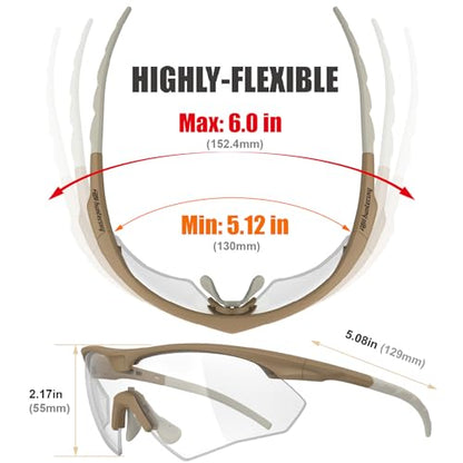 HTS HUNTERSKY S53 Anti Fog Tactical Shooting Range Safety Glasses ANSI Z87.1 Ballistic Eye Protection Hunting Airsoft Riding - color: S53 Khaki / Clear