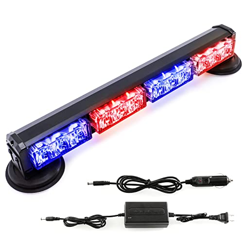 14.8" Battery Powered Emergency Strobe Lights Bar for Trucks/Vehicles Rechargeable Wireless Rooftop Mini Hazard Flashing LED Beacon Warning Light w/Magnetic Base (R/B/R/B) - color: #04 R/B/R/B