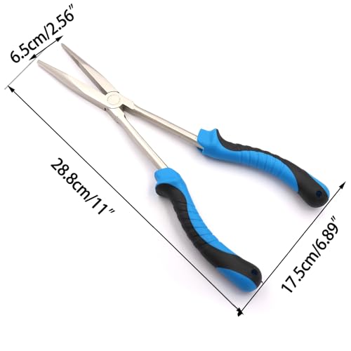 Long Nose Fishing Pliers Hook Remover Tools 11 Inches (NiFe-Blue Black) - color: Nife-blue Black