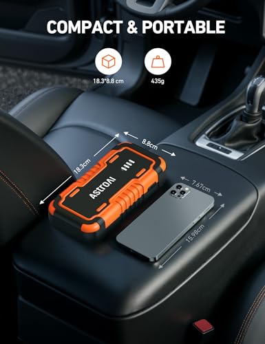 AstroAI P10 Car Battery Jump Starter, 5000A Portable Jump Starter Battery Pack for Up to 10L Gas & 8L Diesel Engines, 12V Lithium Jump Box, Auto Booster Pack with 3-Mode LED Lights & Jumper Cable - color: Orange - 5000A (P10)