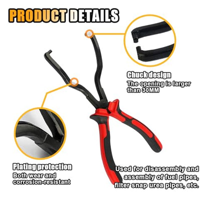 smilfuy Fuel Line Plier, Quick Disconnect Release Removal Tool, Petrol Hose Pipe Clamp Clip with Handle, Universal Fuel Line Clip Removal Plier, Pipe Clip Repair Tool for Most Cars (Red) - color: Red