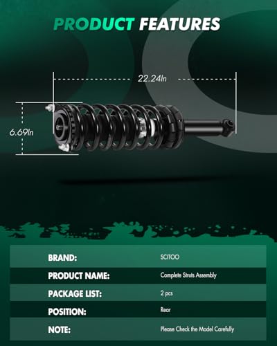 SCITOO Rear Strut Assembly Automotive Replace 1345398 Quick Struts Shock for Subaru Outback - Set of 2