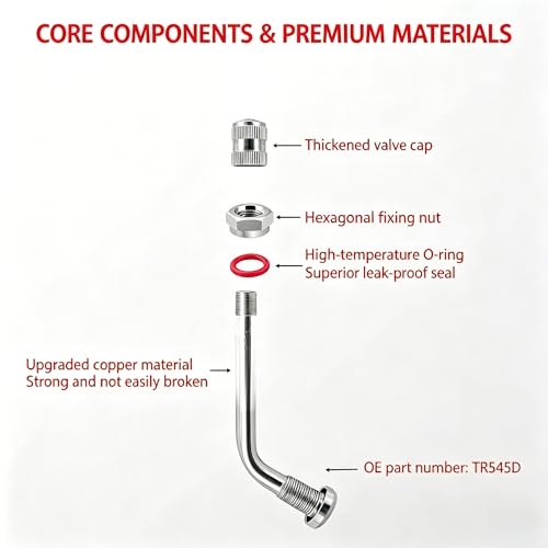 TR545D Truck Tire Valve Stems – 60° Bend, Fit 22.5" & 24.5" Alcoa Aluminum Wheels, Tubeless, 9.7mm Rim Hole (Pack of 10)