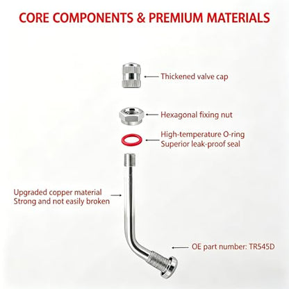 TR545D Truck Tire Valve Stems – 60° Bend, Fit 22.5" & 24.5" Alcoa Aluminum Wheels, Tubeless, 9.7mm Rim Hole (Pack of 10)