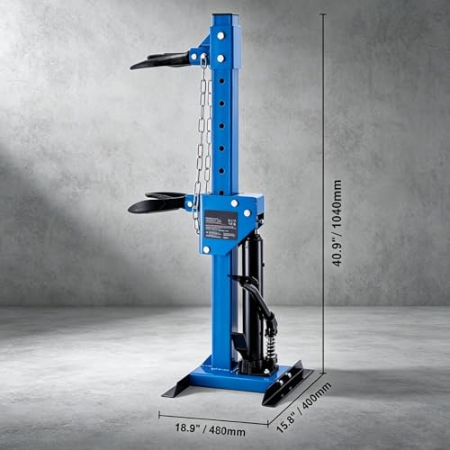 Hydraulic Strut Spring Compressor, 4.5 Ton, Foot Operated, Blue | Interchangeable jaws, stable base and hands-free control for shock and coil removal in professional auto repair - color: Blue