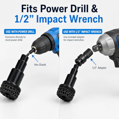 Wheel Hub Resurfacing Kit, Hub Cleaning Tool, Wheel Stud Cleaner | 6 Grinding Pads for Brake Rotor Rust Removal; Fits Power Drill and 1/2" Impact Wrench for Automotive Maintenance