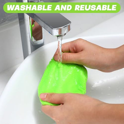 Baderke 10 Pcs Windshield Cleaner Tool Car Window Cleaning Supplies with Extendable Handle Include 6 Washable Microfiber Bonnets 2 Empty 60ml Spray Bottle Glass Wiper Kit (Green) - color: Green