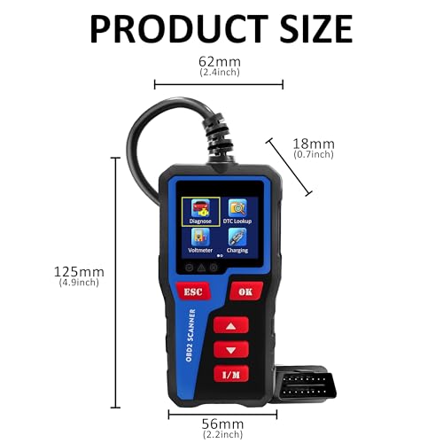 AT300 Car Code Reader, OBD2 Car Code Scanner Check Engine Light Fault Code Reader Scanner CAN Diagnostic Tool for All OBDII Protocol Cars,Cranking Test - color: AT300