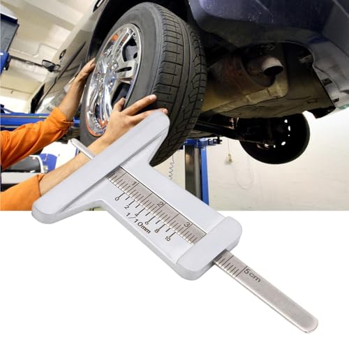 Steel Tire Tread Depth Gauge Ruler 0-50mm, Vehicle Tread Wear Indicator, Precise Measurement Tool for Car, Motorcycle Tire and Brake Pad Inspection