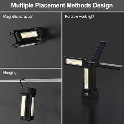 iodoo 13200mAh Rechargeable Solar Work Light with Remote and Portable Carrying Bag, 8000 Lumen Stepless Dimmable, 4 Lighting Modes, White/Warm/Nature/SOS for Outdoor Camping Car Work Emergency Light - size: Orange(Compact)
