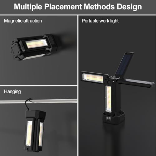 iodoo 13200mAh Rechargeable Solar Work Light with Remote and Portable Carrying Bag, 8000 Lumen Stepless Dimmable, 4 Lighting Modes, White/Warm/Nature/SOS for Outdoor Camping Car Work Emergency Light - size: Orange(Compact)