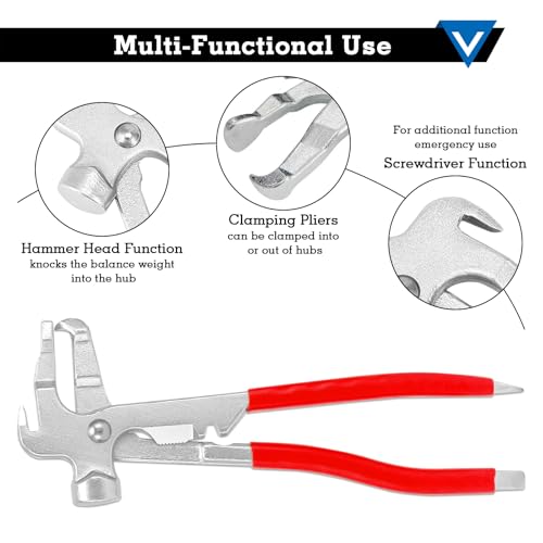 Car Wheel Balancing Weight Plier Hammer Tool, Wheel Weight Removal Tool for Repair Remover Tire
