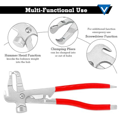 Car Wheel Balancing Weight Plier Hammer Tool, Wheel Weight Removal Tool for Repair Remover Tire