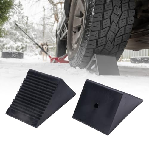 Keenso Wheel Chocks, Wheel Chocks for Trailer Motorcycle Wheel Chock Wheel Chocks 2PCS Mini Rubber Wheel Chock Set 5x3x2-1/2in Premium Wheel Tire Stopper Blocks for ATVs Riding