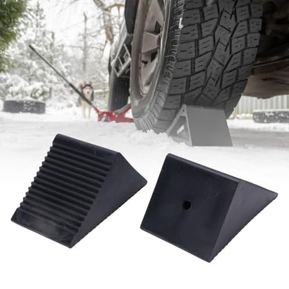 Keenso Wheel Chocks, Wheel Chocks for Trailer Motorcycle Wheel Chock Wheel Chocks 2PCS Mini Rubber Wheel Chock Set 5x3x2-1/2in Premium Wheel Tire Stopper Blocks for ATVs Riding