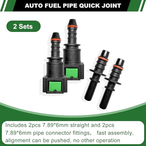 2 Sets Fuel Line Quick Connect Straight Fittings, 7.89mm to ID 6mm | Nylon Fuel Line Connectors Straight Pipe Connector, Quick Release Fuel Connector - color: 2 Sets Fuel Line Quick Connect SAE 7.89mm to ID 6mm