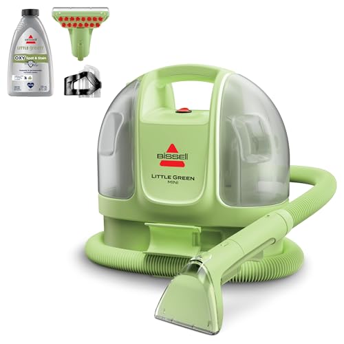 BISSELL Little Green Mini Portable Carpet and Upholstery Deep Cleaner, Car/Auto Detailer, with HydroRinse Self-Cleaning Tool and 4" Tough Stain Tool, Tea Green, 4075 - color: Tea Green, style: Little Green Mini