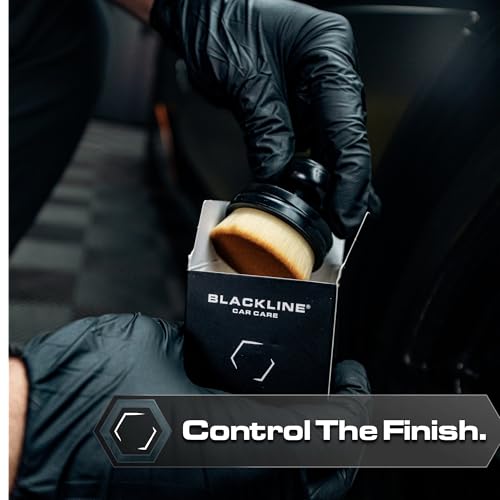 Blackline Reusable Tire Shine Applicator Brush – Soft Bristle Tool for Even Application, Ergonomic Grip with Drainable Stand, Mess-Free Gel & Liquid Tire Dressing Brush for Trim and Rubber Surfaces