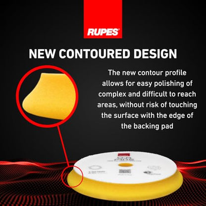 RUPES 9.DA150M Pack of 24 Yellow D-A Fine Finishing Foam Pads 150mm | Ideal for Paint Correction & Gloss Enhancement | Moderate to Fine Defect Removal | Compatible with 5" Backing Plate - size: Fine 150mm, style: Pack of 24