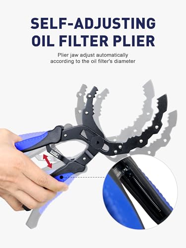 Self-Adjusting Oil Filter Wrench, Adjustable Oil Wrench, Fit 2-5'' Filters | Automotive Oil Change Kit, Self-Adjust Oil Filter Pliers, Motorcycle Fuel Filter Wrench, Large Oil Filter Removal Tool - style: Self-Adjusting