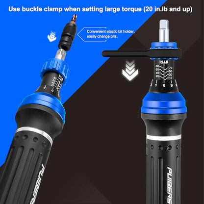 25-Piece Inch Pound Torque Screwdriver Set 1/4 Drive,10-80 In.lb Torque Screwdriver for Gunsmithing,Electronics, Bikes, Motorcycles & DIY Projects - size: 1/4" 10-80 LB.IN