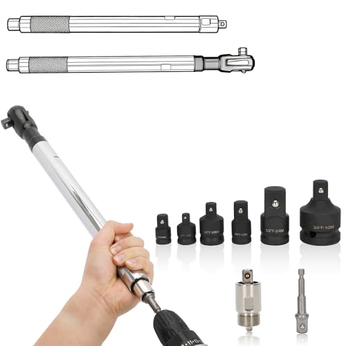 Offset Extension Wrench, 1/2'' Electric Offset Extension for Tight Spaces - 3 in 1 Manual/Electric/Pneumatic Wrench that Can Be Switched, Suitable for Use in Any Narrow Spaces - color: Wrench+adapter