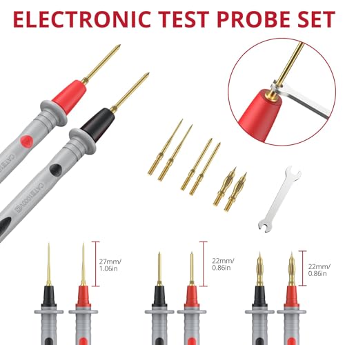 BINTA 28PCS Silicone Multimeter Leads Kit with Replaceable Test Probes | 4PCS Alligator Clips Test Hook Storage Bag, Gold-Plated Multimeter Test Leads Kit for Industrial Car Electrical Testing Home - style: 28PCS