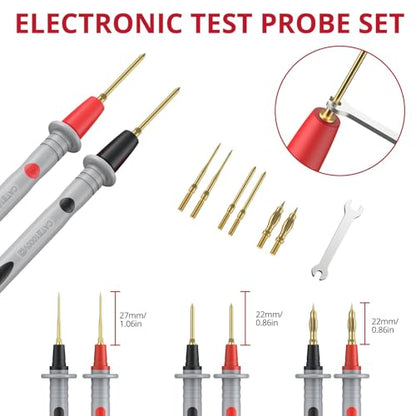 BINTA 28PCS Silicone Multimeter Leads Kit with Replaceable Test Probes | 4PCS Alligator Clips Test Hook Storage Bag, Gold-Plated Multimeter Test Leads Kit for Industrial Car Electrical Testing Home - style: 28PCS