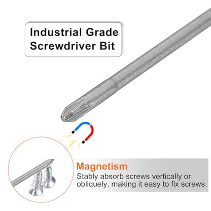 HARFINGTON 5pcs #1 Phillips Screwdriver Bit PH1 1/4" Hex Shank 3.15" (80mm) Long Magnetic S2 Steel Industrial Grade Screw Driver Bit Cross Head Electric Drill Bits 0.098" (2.5mm) Rod - size: PH1 x 80mm x 2.5mm