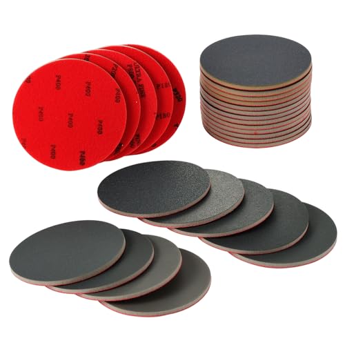 MAXMAN 18pcs Foam Sanding Pads, 5 Inch Bowling Sanding Pads, 180-3000 Grit Sanding Sponge Set, Reusable Wet Dry Sandpaper Block for Random Orbital Sander, Wood, Metal, Auto Polishing & Curved Surfaces - size: 5 inch, style: 180-3000 Grit