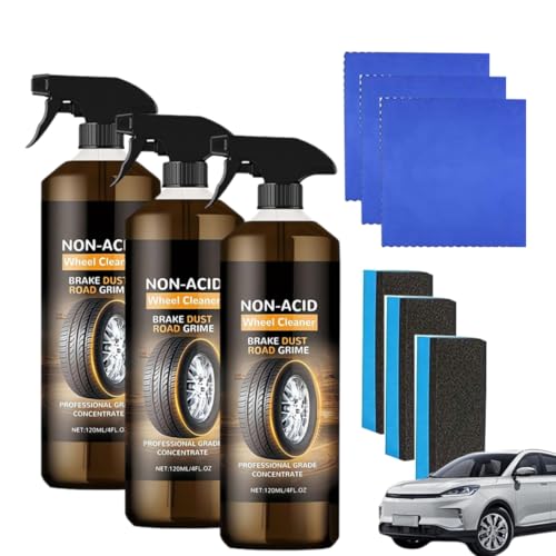 3set Wheel Blaze Cleaner, Wheelblaze Wheel Cleaner, Multi-Purpose Wheels Care Cleaners, Versatile and Powerful Rust Converter, Turn Filthy Wheels Into Instant Shine and Lasting Protection - size: 3set
