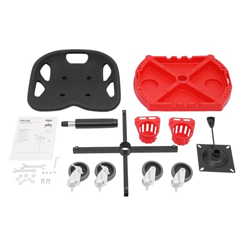 Rolling Garage Stool, 330LBS Car Detailing Stool Chair 8"-23" Adjustable Height Range Mechanic Seat with 4PCS 360° Swivel Wheels & Large Tool Tray for Workshop Auto Repair Shop