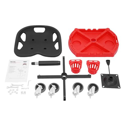 Rolling Garage Stool,330LBS Capacity Rolling Work Stool w/Tool Tray & 4 Swivel Wheels,19.69”-25“ Adjustable Height Ergonomic Mechanic Seat for Workshop Auto Car Repair Shop