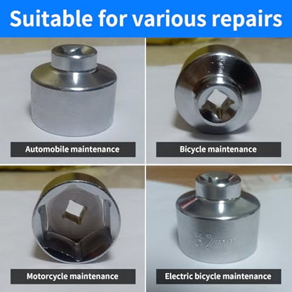 1 Pcs Silvery 32mm Oil Filter Socket Wrench,3/8 Inches Oil Filter Removal Tool Compatible With Gm, Audi, Bmw, Polaris, Volkswagen, Vw, Saab, Pontiac