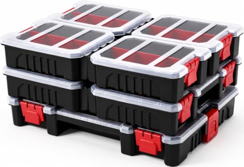 7-Pack Organizer Set – Multi-Size Storage Boxes with Removable Dividers – Hardware, Screw, Craft, and Small Parts Case System for Garage, Workshop, or On-the-Go Kits - color: f. 7pcs Set - 1 Large, 2 Medium, 4 Small Organizers