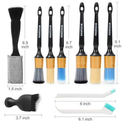 MVEQRRN 10PCS Car Detailing Brush Set,Boars Hair Detail Brush Kit(Gold) | Ultra Soft No Scratch, Car Dust Brush,Car Detailing Brushes Kit, Detail Brushes Car Detailing for Interior Exterior - color: 10pcs detail brush gold