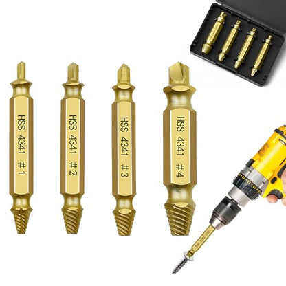 4PCS Damaged Screw Extractor Tools Sets, Stripped Screws Nuts & Bolts Drill Bit Tools for Easy Removal(Golden) - color: Golden