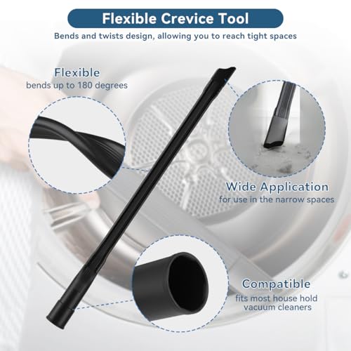 Universal Vacuum Attachments for Shop Vac, 2 1/2" to 1 1/4" Vacuum Hose Adapter, 1 7/8" to 1" Adapter Dust Brush Extension Wand Flexible Crevice Tool Attachment Kits for Shop Vac Accessories