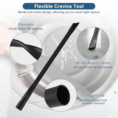 Universal Vacuum Attachments for Shop Vac, 2 1/2" to 1 1/4" Vacuum Hose Adapter, 1 7/8" to 1" Adapter Dust Brush Extension Wand Flexible Crevice Tool Attachment Kits for Shop Vac Accessories