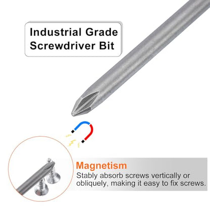 HARFINGTON 5pcs #1 Phillips Screwdriver Bit PH1 1/4" Hex Shank 6" (150mm) Long Magnetic S2 Steel Industrial Grade Screw Driver Bit Cross Head Electric Drill Bits 0.197" (5mm) Rod - size: PH1 x 150mm x 5mm
