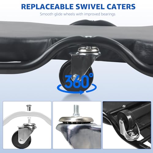 HKTE 44 inches Heavy Duty Garage Creeper, Low Profile Design, Durable Metal Frame, Comfortable Pillow
