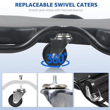 HKTE 44 inches Heavy Duty Garage Creeper, Low Profile Design, Durable Metal Frame, Comfortable Pillow